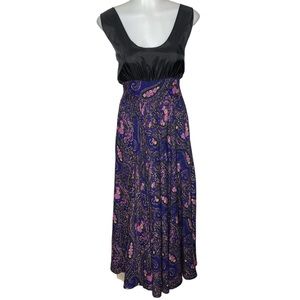Vintage purple paisley full skirt dress S